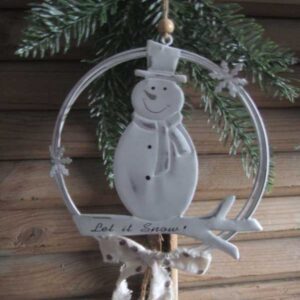 Metalen kransje sneeuwpop