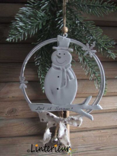 Metal wreath snowman