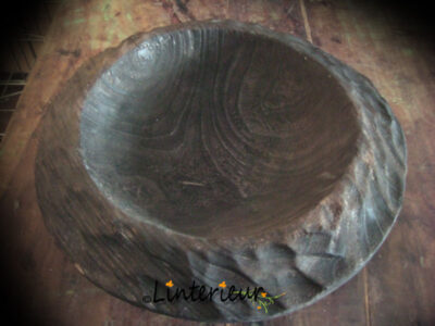 Large wooden round bowl