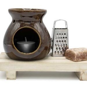 Cadeauset geurbrander - amberblokje - rasp en theelichtje