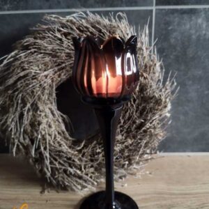 Windlicht tulp zwart