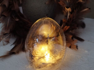 Led eitje met veertjes