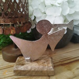 Metalen Engel op Houten Voet